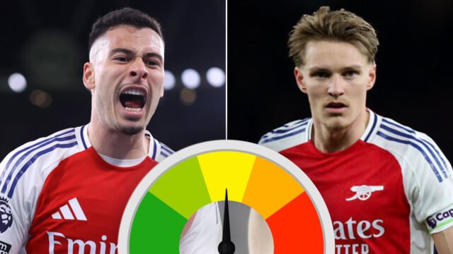 Clasificaciones del jugador del Arsenal: Gabriel Martinelli brilla contra Fulham mientras Jakub Kiwior lucha después de una lesión en Gabriel

