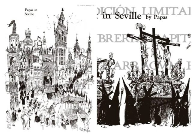 Descubierto: fascinantes dibujos de la década de 1960 de 'Semana Santa' de Sevilla por el famoso dibujante británico William 'Bill' Papas

