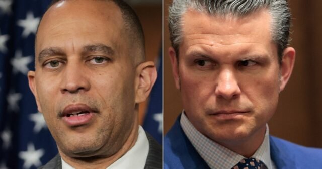 Hakeem Jeffries Storts Pete Hegseth con la ampollada Dei Burn
