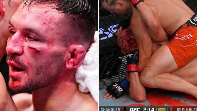 Michael Chandler golpeó en UFC 314 y se fue con un recorte de terror, ya que le cuesta a McGregor £ 382k con pérdida de TKO frente a Trump
