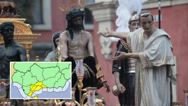 Semana Santa con un comienzo húmedo en España: Storm Olivier trae alertas amarillas a Málaga y Cádiz, y empapa las famosas procesiones de Pascua

