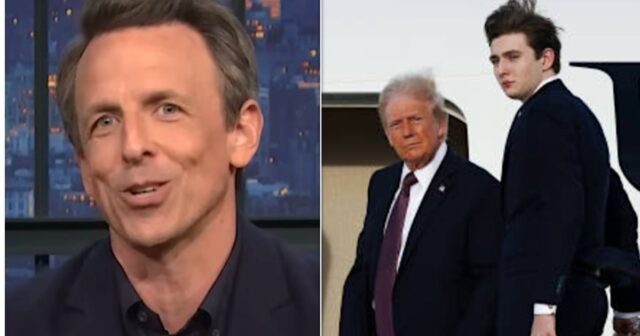 Seth Meyers se burla de la relación de Donald Trump con su hijo Barron Trump
