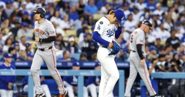 Yoshinobu Yamamoto lucha mientras los Dodgers caen en la corbata con gigantes
