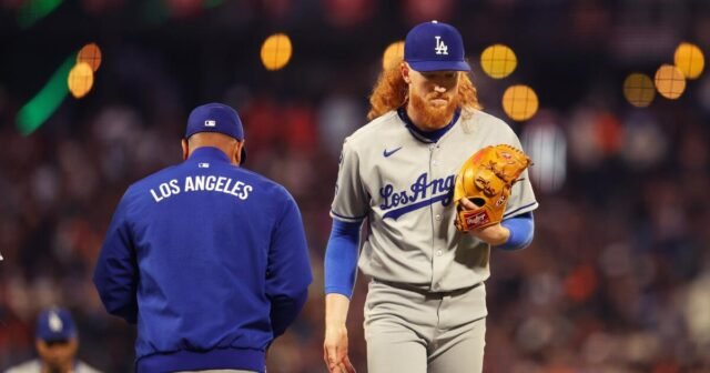 Dustin May lucha mientras los Dodgers caen ante los Gigantes por la séptima derrota consecutiva
