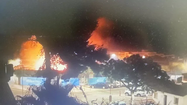 Fire Burns Marbella FC Football Pitch
