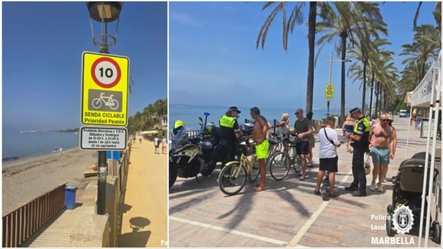 La represión policial sobre bicicletas y scooters en Marbella Beachfront: aquí está cuánto podría ser multado
