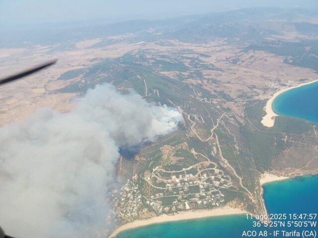 El nuevo incendio forestal llega a la Tarifa de España: Flames Rage cerca de las famosas playas de Bolonia y Atlanterra
